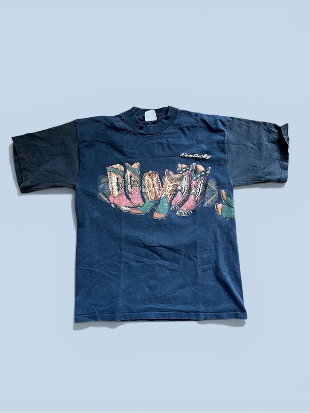 Vintage Kentucky Graphic T-Shirt in black with Multicolor Boot Design
